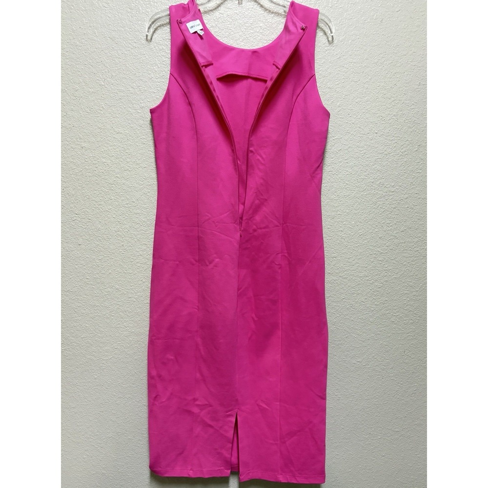 Gibson La Timer Hot Pink Size Medium Monte Knit Midi Sleeveless Bodycon - Picture 3 of 8